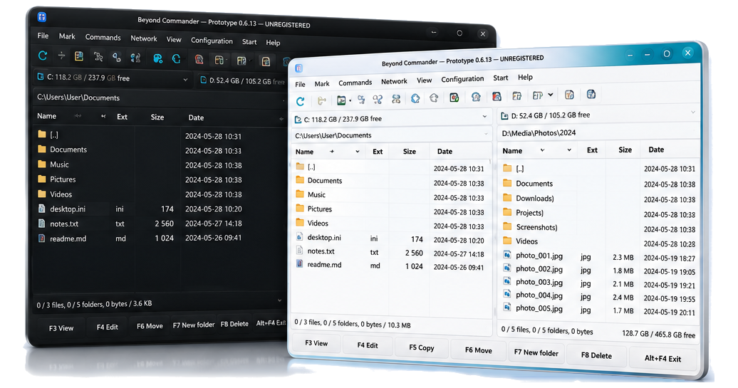 Beyond Commander desktop interface