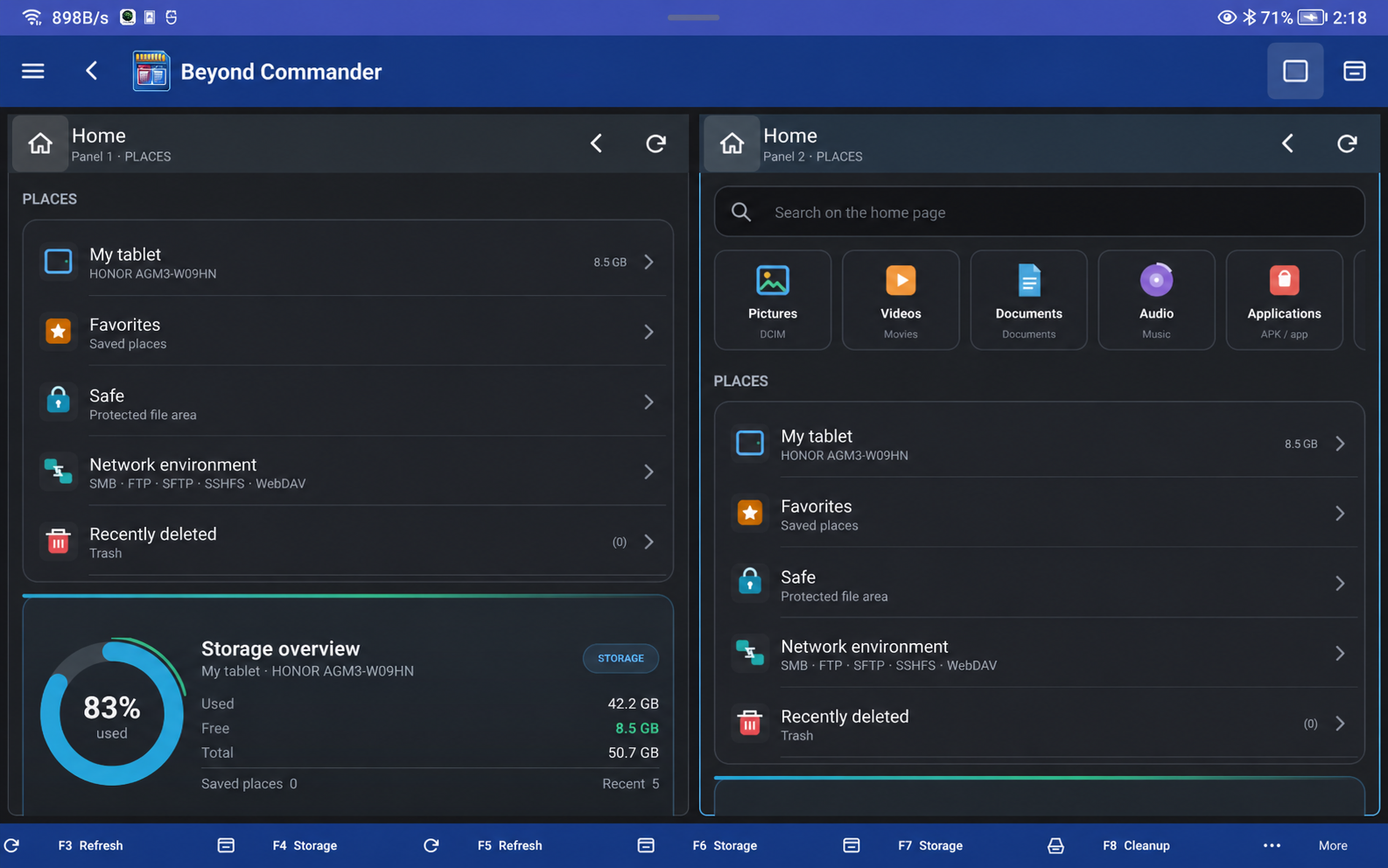 Beyond Commander on Android tablet — screenshot 3