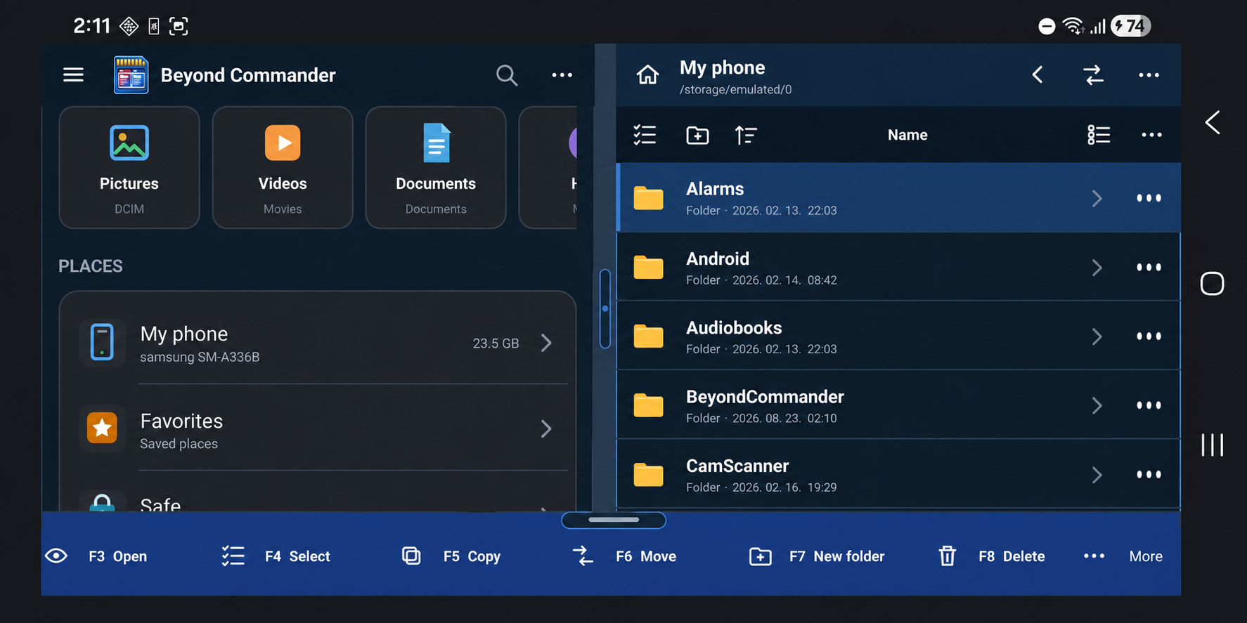 Beyond Commander on Android mobile — screenshot 1